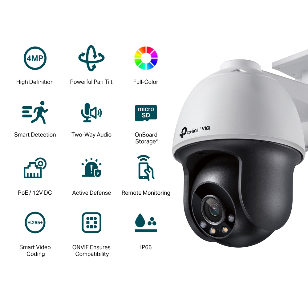 01_Camara de vigilância IP POE Motorizada VIGI C540(4mm), 4MP Full-Color Pan-Tilt Network