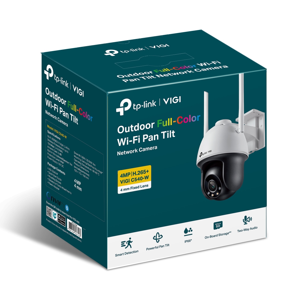 01_TP-LINK VIGI C540-W(4mm), 4MP Full-Color Wi-Fi Pan-Tilt Network Camera