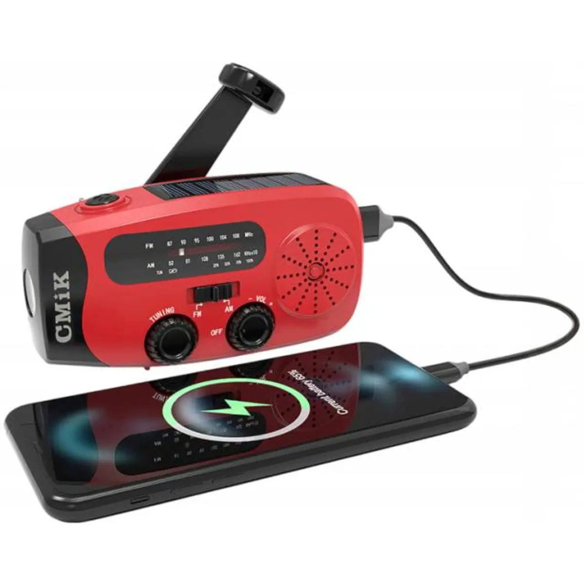 02_Radio emergencia Laterna LED dinamo Solar USB 2000maH MK-246S