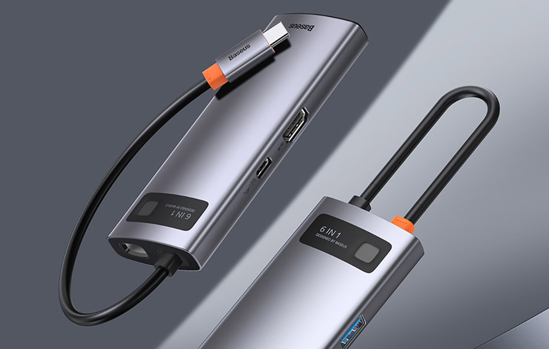 Metal Gleam Series 6-In-1 Multifunctional Type-C Hub Docking Station Gray Type-C To Hdmi*1+U