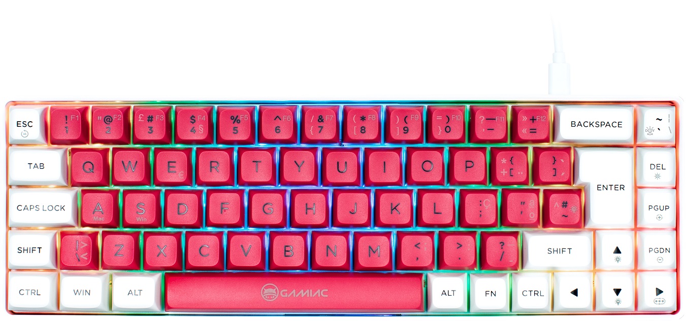 Teclado Mecânico GAMIAC TKL RGB69G SF Kailh Blue Branco-Rosa (PT)