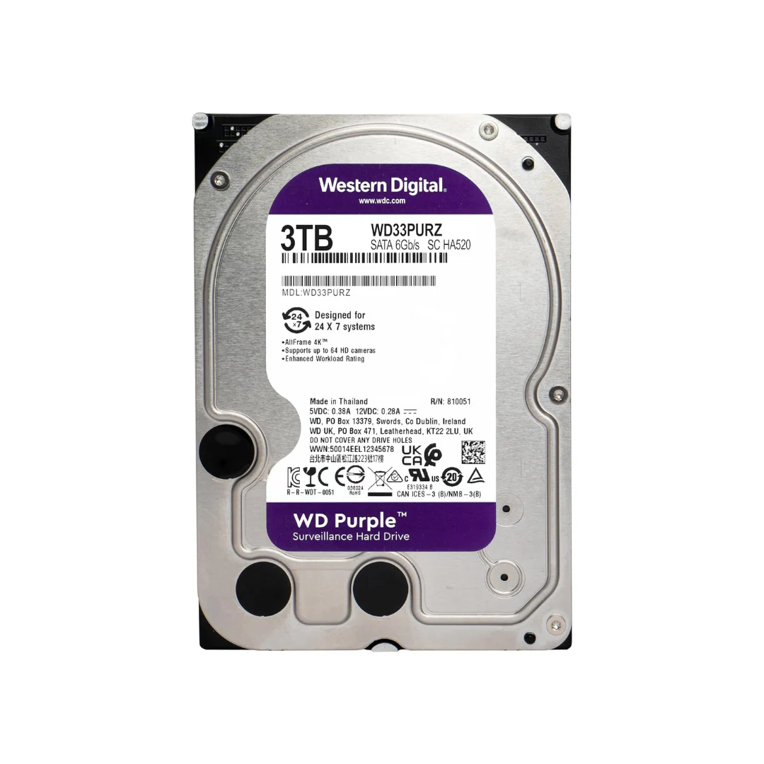 Disco 3TB WD PURPLE SURVEILLANCE 3 TB - INTERNO - 3.5 SATA 6GB 5400RPM