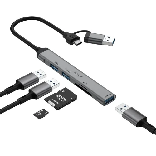 Hub USB Rixus RXHU05 USB-C 2 in 1 Multiport