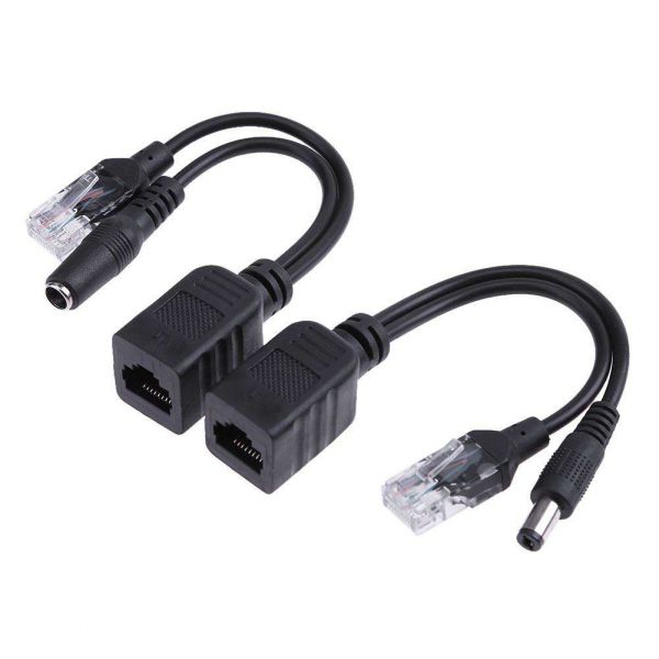 Conjunto de Adaptador PoE Passivo RJ45 - Ficha DC 5.5x2.1mm - preto