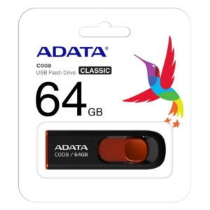 Memoria ADATA  64GB USB2 C008 Preto Vermelha