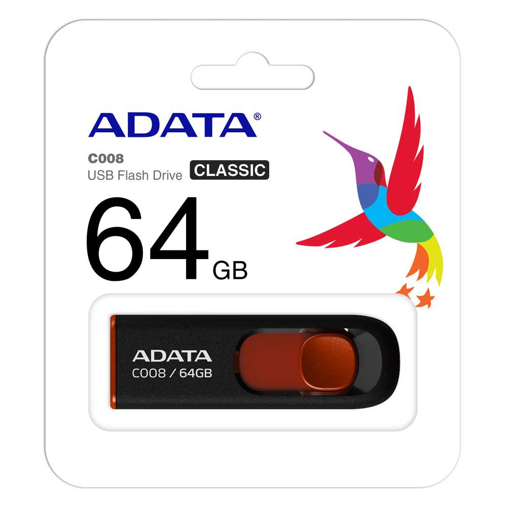 Memoria ADATA  64GB USB2 C008 Preto Vermelha