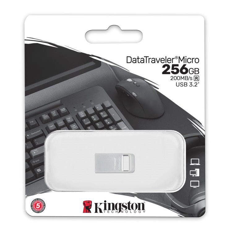 Pen Drive Kingston 256GB DATATRAVELER MICRO 200MB-S METAL USB 3.2 DTMC3