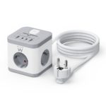 Bloco Tomada Ewent EW3863 3 Tomadas Schuko 16A + 2 USB-A + 2 USB-C 2m Cinza
