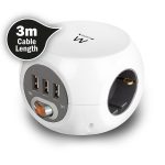 TOMADA CUBE 3 OUTLETS SCHUKO + 3X USB 2.4A