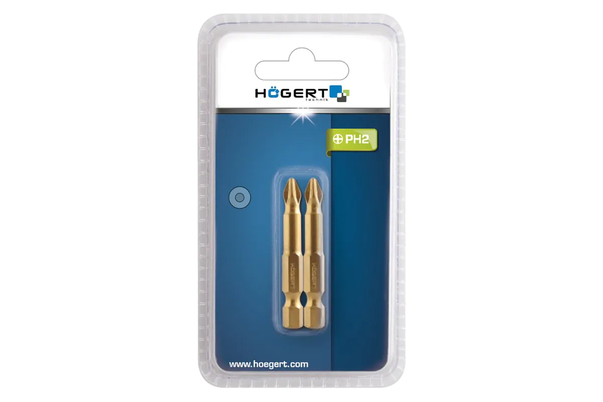 Conjunto de 2 Bits PH2 50mm revestidos c- titânio - Högert HT1S392