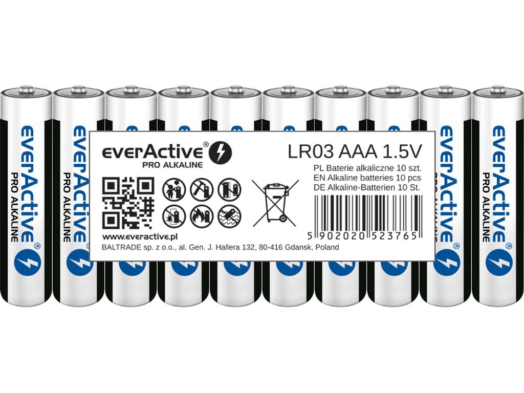 Pilhas alcalinas 1.5V LR03  AAA  PK10 everActive Pro Alkaline
