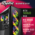 RTX 5060 8GB | RYZEN5 5500 | RAM 16GB DDR4 1X16 3200 CL22 | SSD NVME 512GB 3400/2400 PCIE3