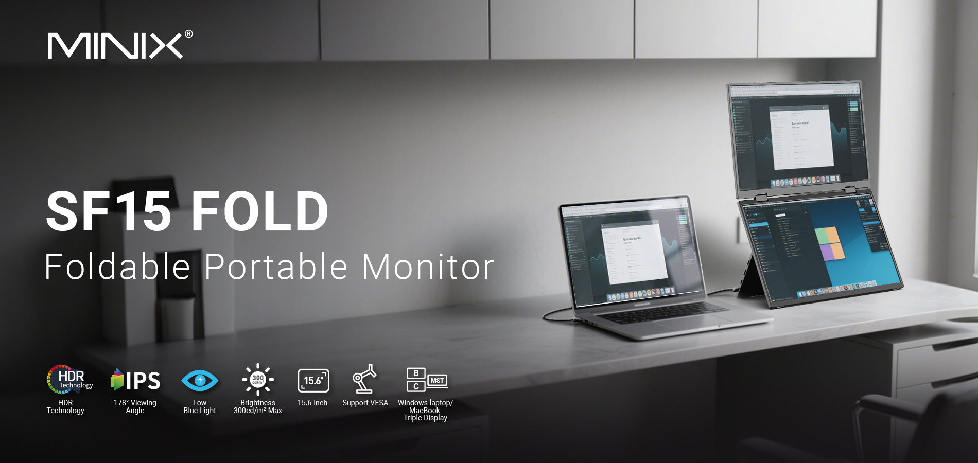 MONITOR PORTATIL 15.6P MINIX SF15 DOBRAVEL DE ECRAN DUPLO