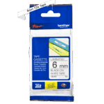 Fita Laminada 6mm - Branco-Preto. para P-Touch