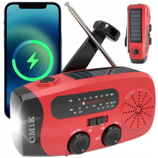 cover Radio emergencia Laterna LED dinamo Solar USB 2000maH MK-246S