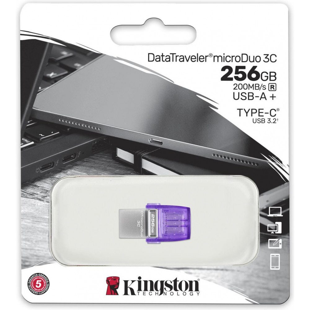 Pen Drive Kingston 256GB DataTraveler microDuo 3C USB 3.2 Dual-Type A-Type C -DTDUO3CG3