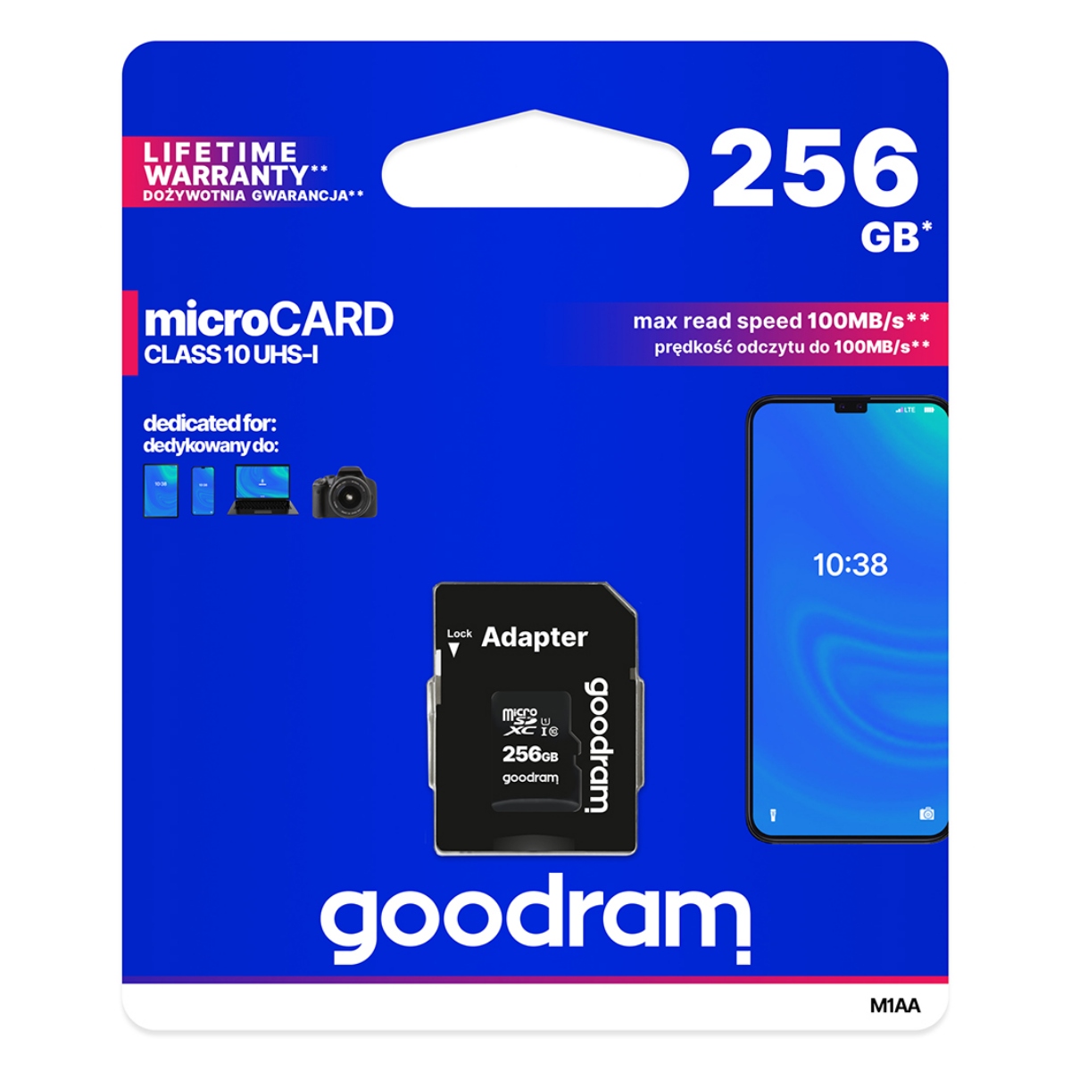 Micro SD GOODRAM 256GB cl10 UHS + adaptador